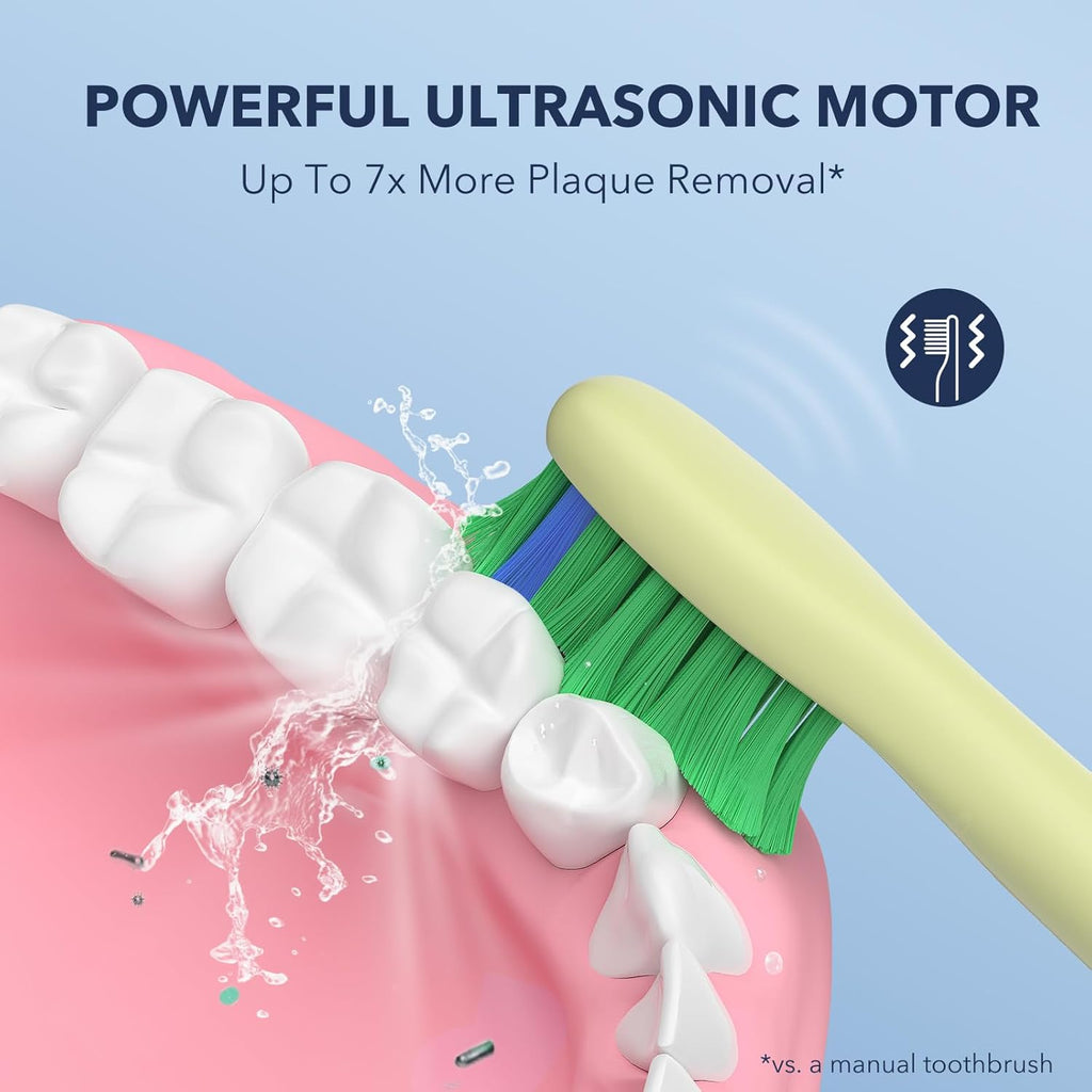 ARISSON Sonic Electric Toothbrush for Adults and Kids, 40,000 VPM Power Toothbrush, 1.5H Fast Charge Ultrasonic Electric Toothbrushes with 2 Minutes Smart Timer, 1.6 Oz Travel Toothbrush, Lime Green