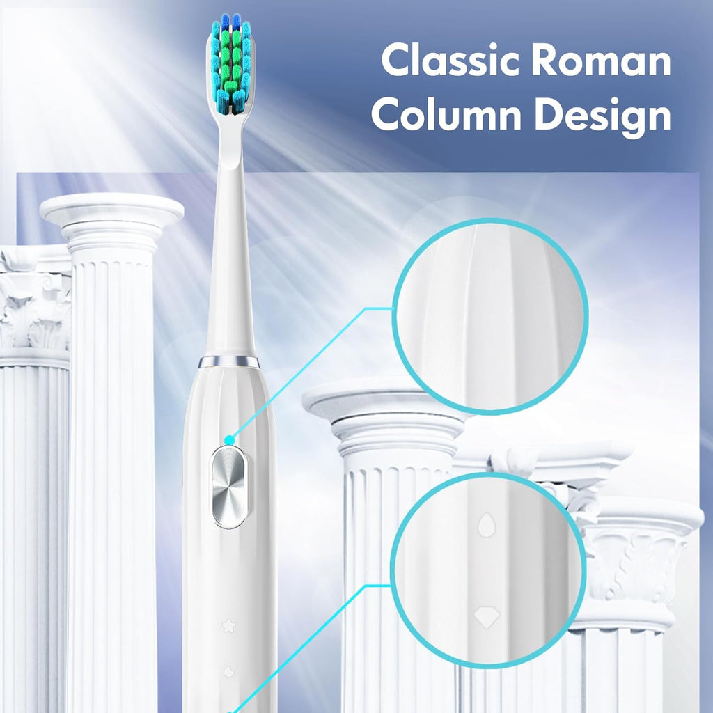 Electric Toothbrush for Adults Kids Electric Toothbrush Rechargeable Sonic Toothbrush Ultrasonic Toothbrush with Timer, 9 Brush Heads, 5 Cleaning Modes 4-Hour Charge Lasts 60 Days (New White)