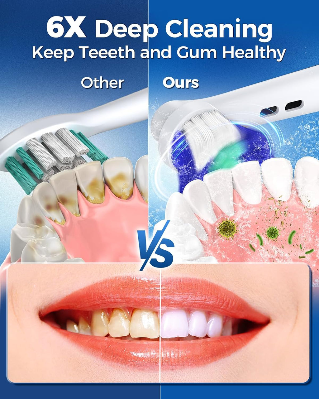 TEETHEORY Rotating Electric Toothbrush for Adults with 8 Brush Heads (2 Types), 4 Modes Deep Clean Electric Toothbrush with Rechargeable Power and 2 Min Smart Timer (4-Dark Blue, p1)