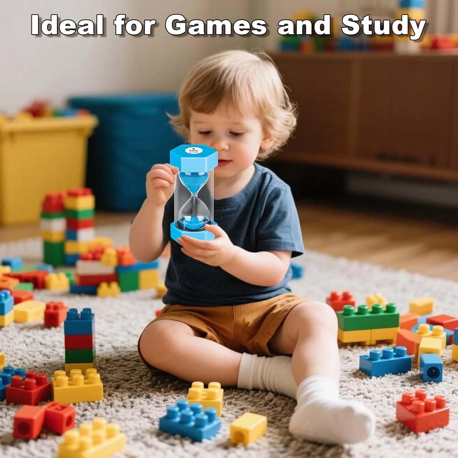 10 Minute Hourglass Sand Timer, Unbreakable Hourglass Sand Clock 10 Min, Reloj De Arena 10 Minutos, Colorful Plastic Hour Glass Sandglass for Classroom Games (Blue)