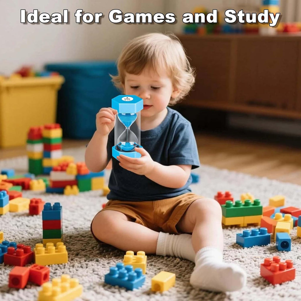 2 Minute Sand Timer, Unbreakable Hexagon Hourglass, Plastic Sand Watch Reloj De Arena 2 Minutos, Colorful Hour Glass Sandglass for Classroom Games Kitchen (Blue)