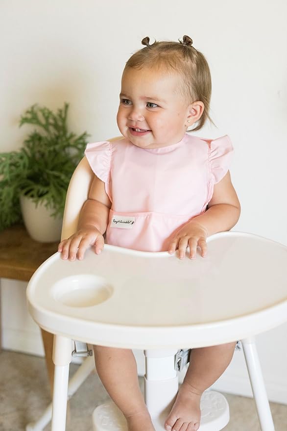 Tiny Twinkle Mess-Proof Baby Bibs for Eating | Waterproof, Wipeable Toddler Bibs with Catch-All Pocket | Feeding Bibs for Girls & Boys(3 Pack,Blue Floral)