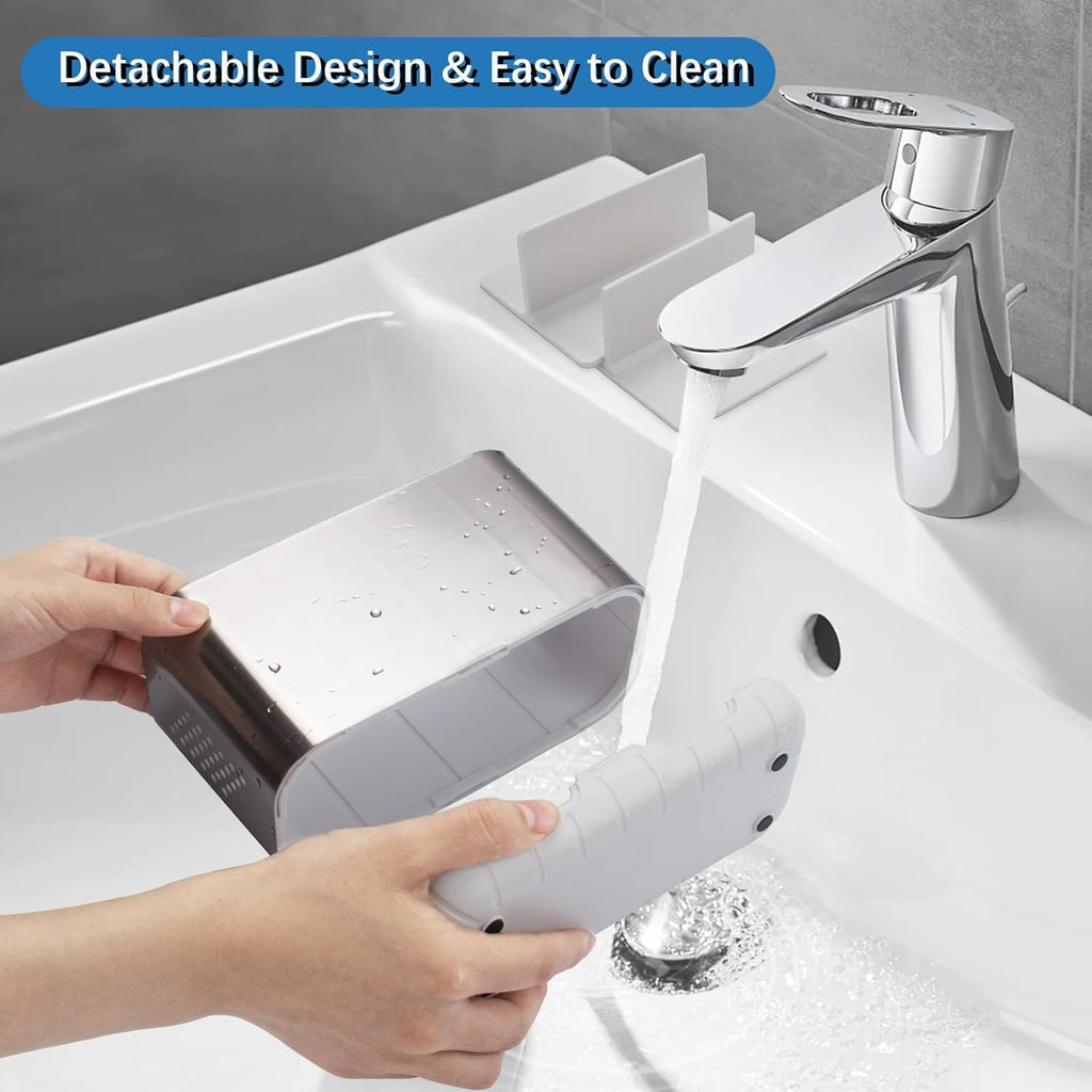 Toothbrush Holders for Bathroom Organizer Countertop, Detachable Anti-Slip Large Electric Toothbrush Holders, Brushed Nickel Toothbrush and Toothpaste Storage Caddy Drainage for Family, Kids