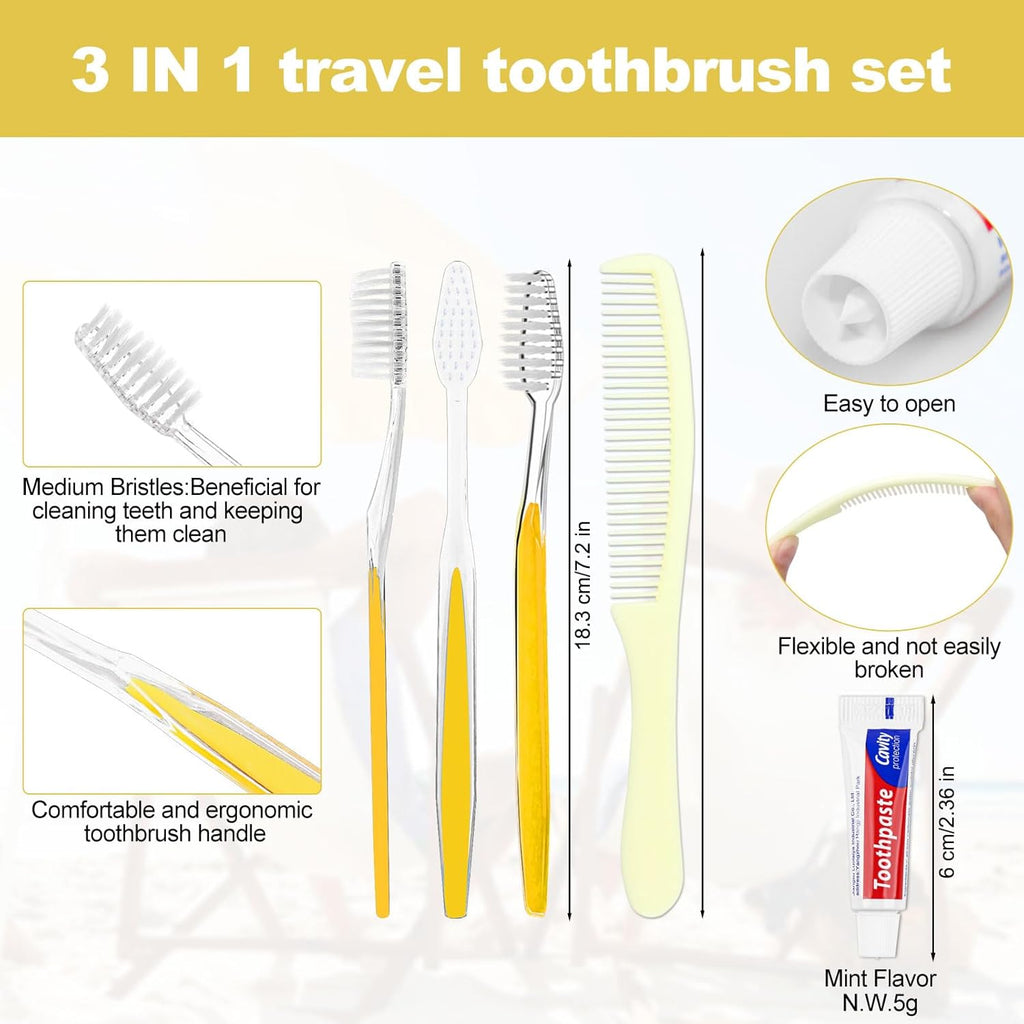 20 Pack Disposable Toothbrushes with Toothpaste and Comb for Homeless Individually Wrapped-Suitable for Hotel,Air Bnb,Shelter/Homeless/Nursing Home/Charity(（20 pcs）)