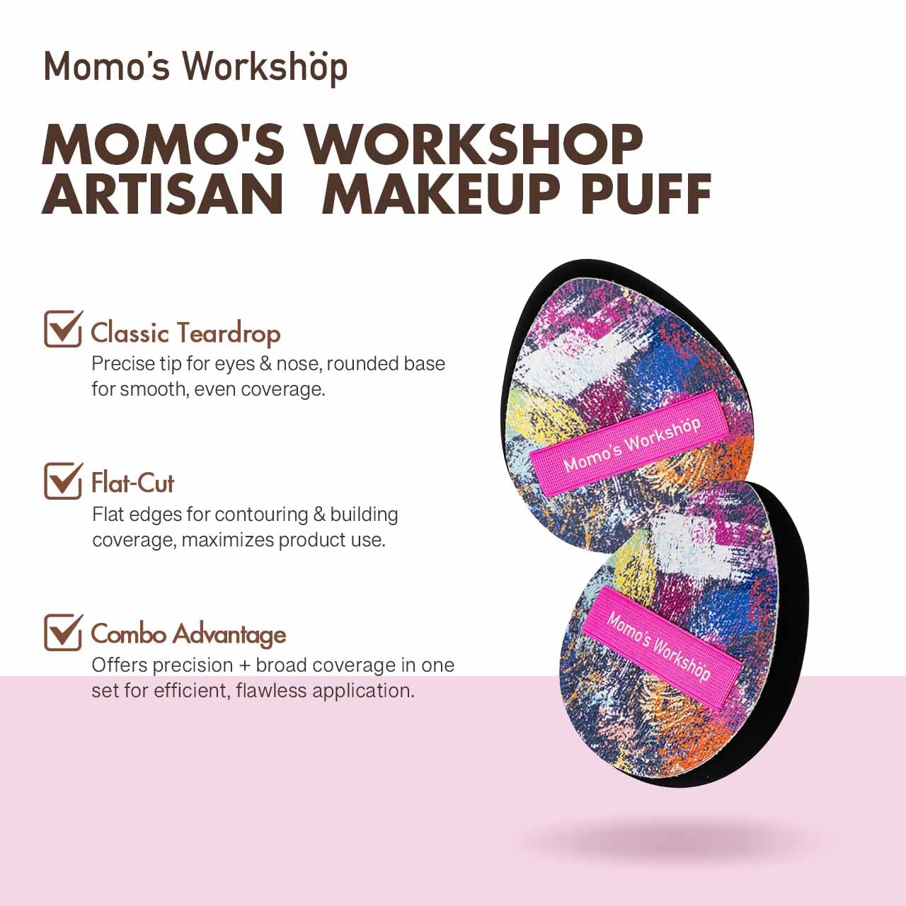 Momo's Workshop Graffiti Denim Egg Makeup Sponge 2-Pack,Ultra Firm Bounce Rubycell Sponge for Liquid-Full Coverage Foundation,for Dry/Combination Skin,Travel Friendly,2pcs &Storage Case