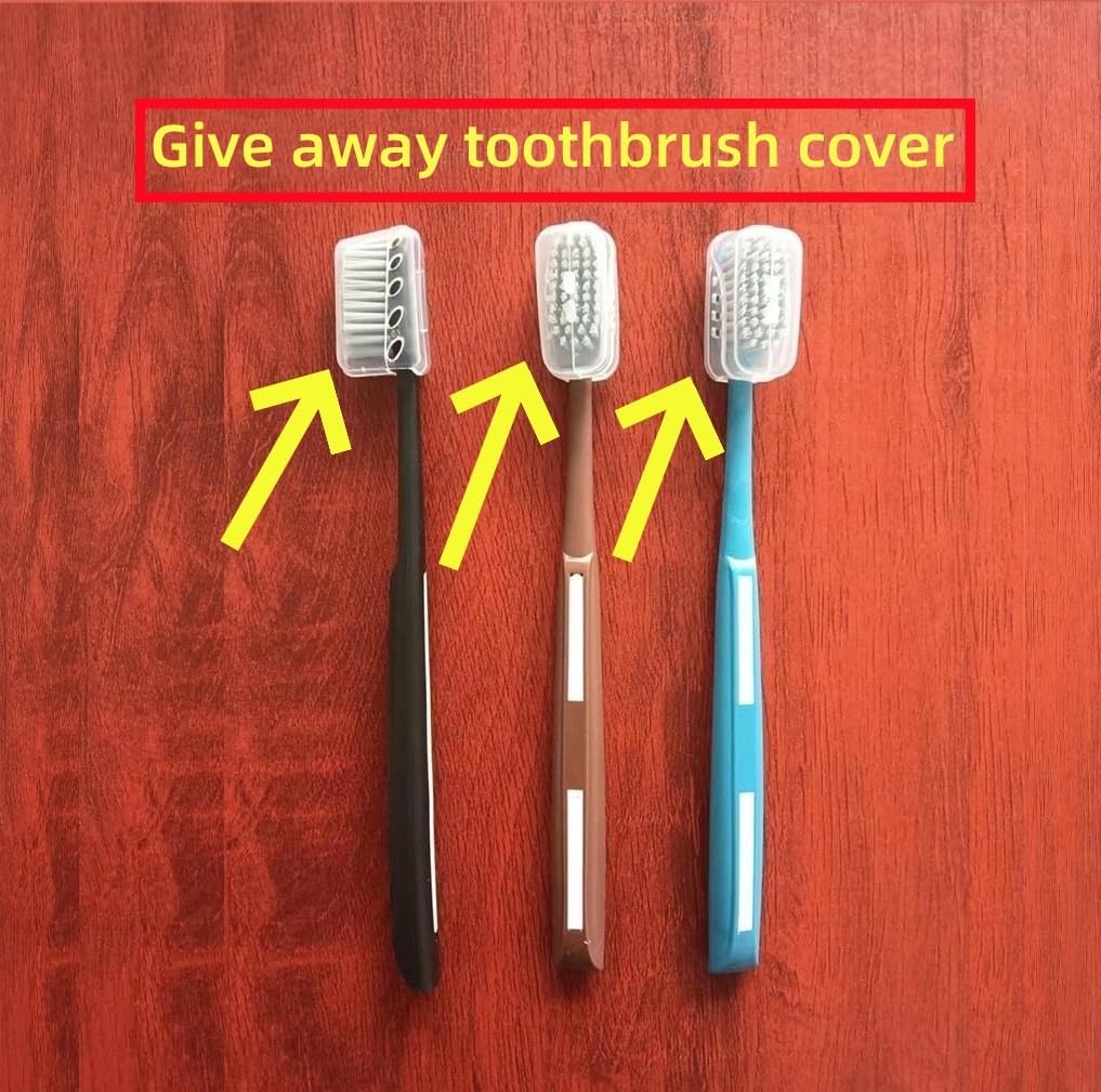 Adult Manual Hard-bristled Toothbrush with Cover, Wide Head Medium Size,for Cleaning Smoke Stain, Tartar, Coffee Stain, Tea Stain.【Hard Bristle Brown toothbrushes, 5 Count (Pack of 1)】