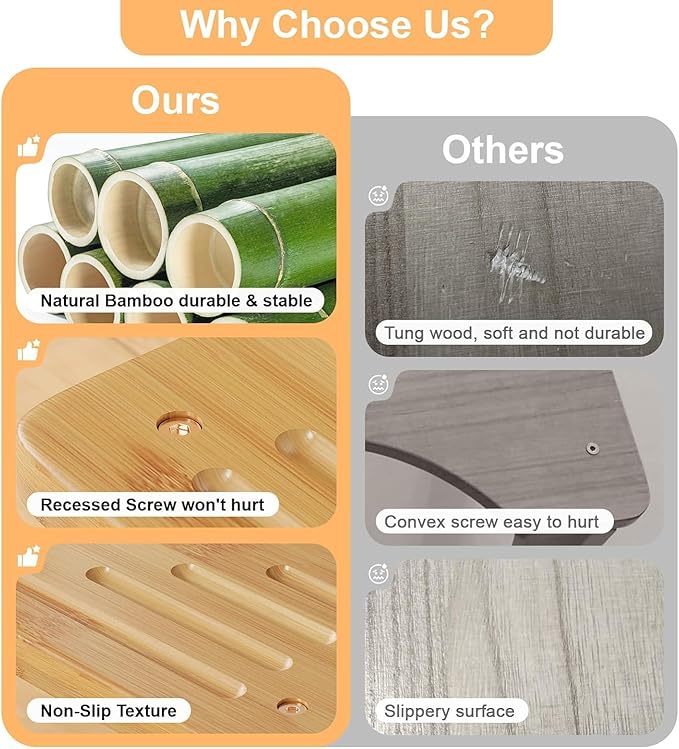 Osivaes 2 Pack Toilet Poop Stool Adult, Wood Squat Potty Stool for Adults, Foldable Bamboo Toilet Stool Squat for Travel Size, Wooden Toilet Bathroom Step, Portable for Pooping