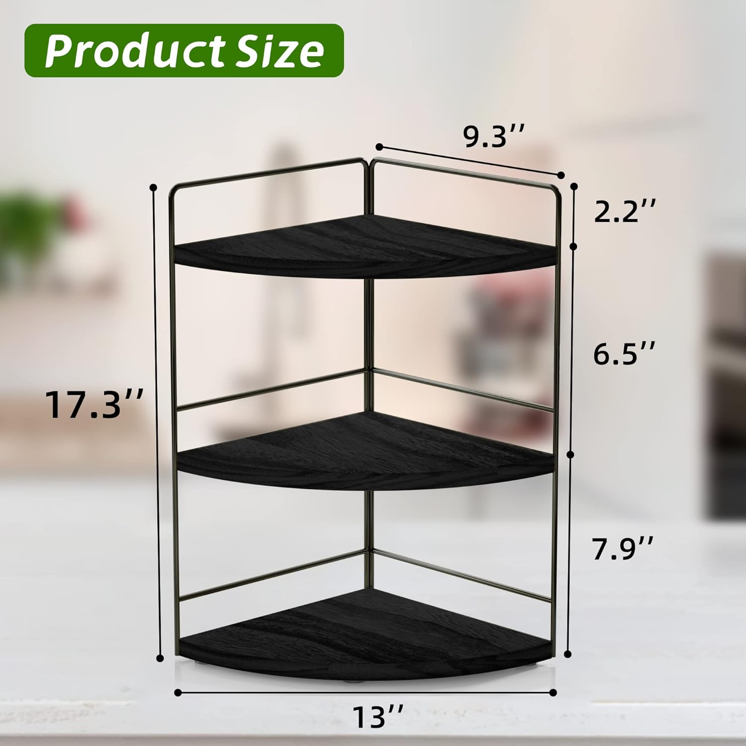 ZGO 3-Tier Bathroom Organizer Countertop, Corner Bathroom Counter Organizer, Makeup Organizer for Vanity Skincare Organizers and Storage, Bathroom Counter Storage(Black)