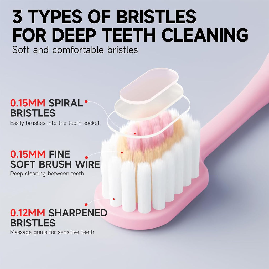 Extra Soft Toothbrushes for Adults Sensitive Gums Teeth Manual Toothbrushes Multicolor Wider Toothbrush Head Saves Brush Teeth Time 8 Pack for Family Pregnant Women Elderly