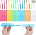 LemonRoad 20 Sets Travel Toothbrush Sets Disposable Toothbrush with Individual Portable Case Individually Wrapped Tooth Brush with Cases for Homeless Supplies Travel Camping Hotel(Candy)
