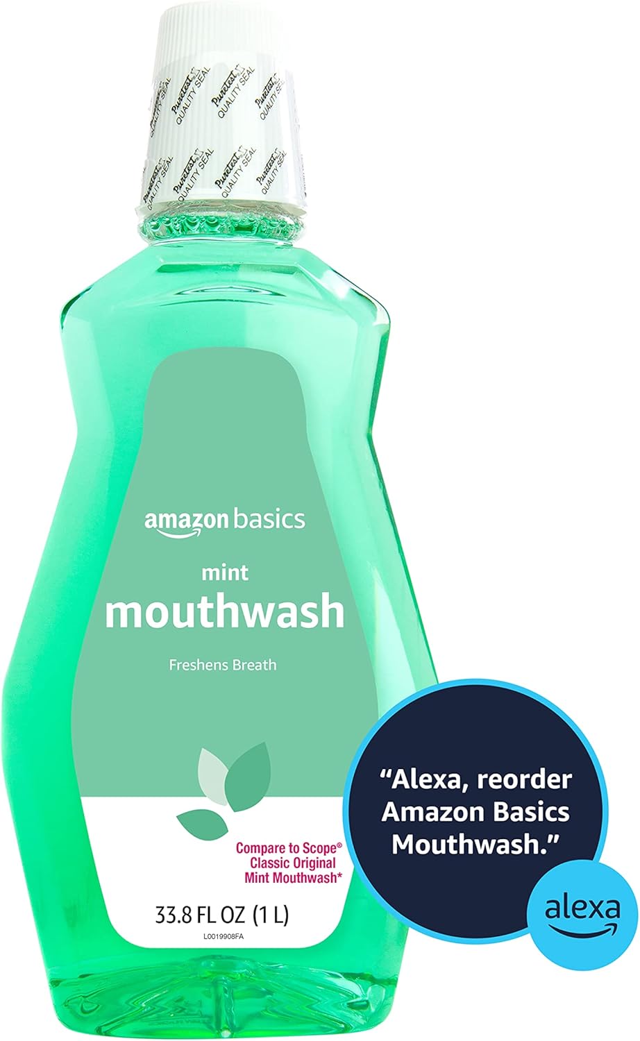 Amazon Basics Fresh Breath Mouthwash, Mint, 33.8 Fl Oz (Pack of 4), (Previously Solimo)