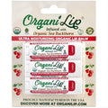 OrganiLip USDA Certified Organic Lip Balm for Nourishing Cracked or Dry Lips - All-Day Ultra Moisturizing Lip Care in Oval Shaped Tubes - 3-Pack (Cherry)