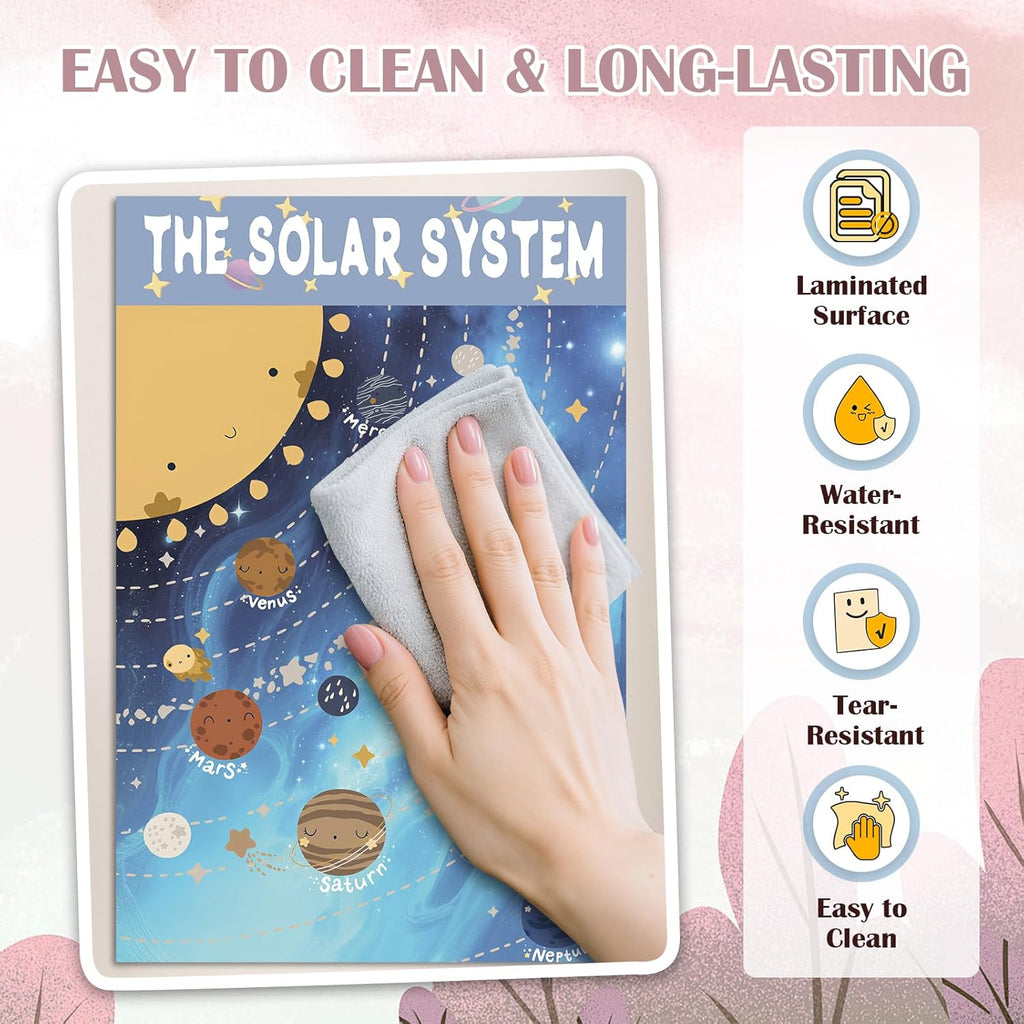 16 Educational Posters for Preschoolers, Laminated PreK Learning Poster Charts for Toddlers 1-3, Learning Wall Charts for Kids’ Bedroom, Playroom, Preschool, Kindergarten and Homeschool (Morandi A)