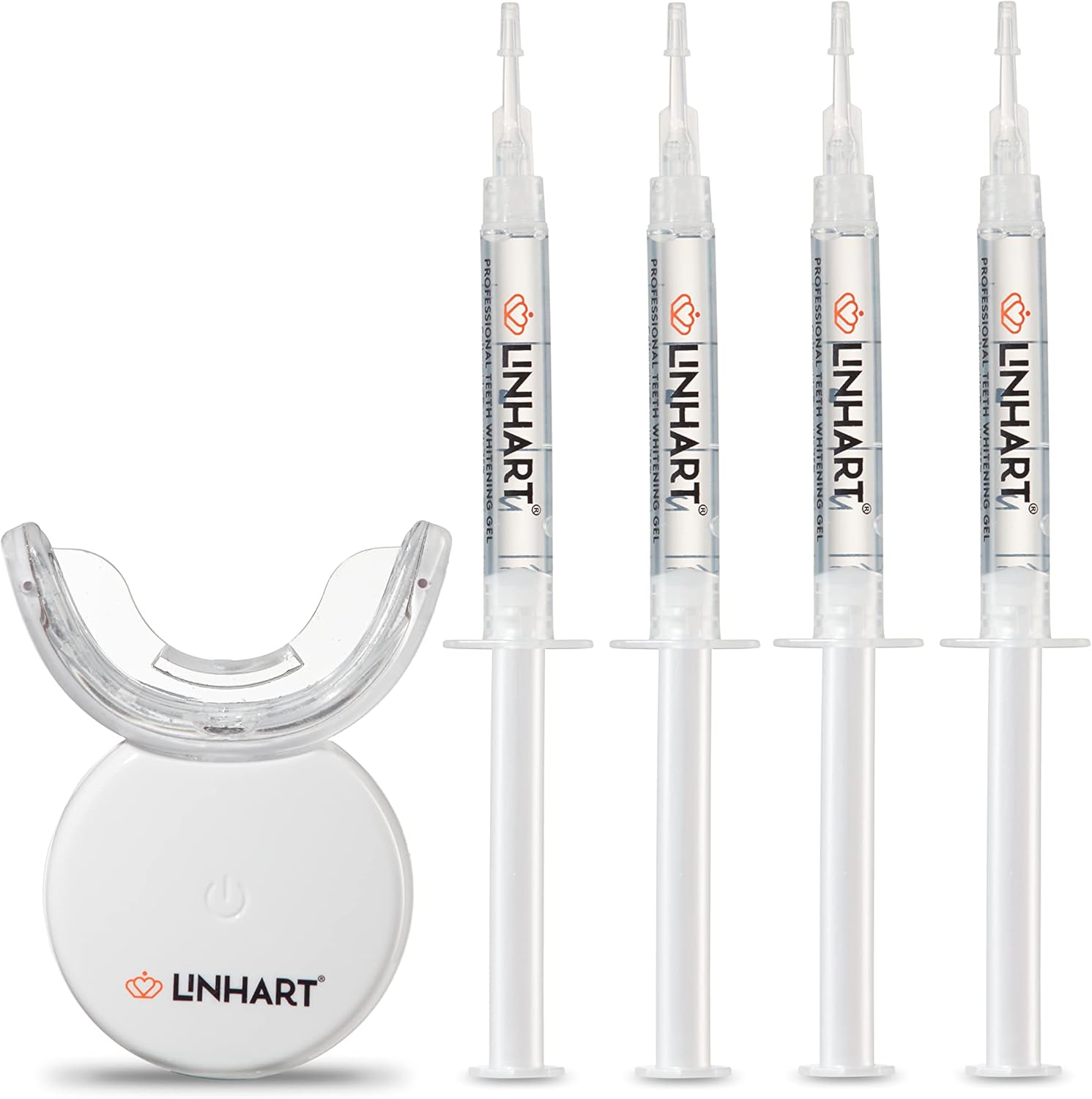 LINHART Teeth Whitening Kit with LED Light - Tooth Whitener Gel, Dental Whitening Gel Syringes with 35% Carbamide Peroxide and 16-Led Whitening Light - No Sensitivity, Whitens Teeth