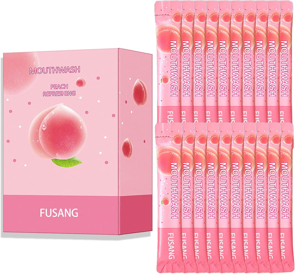 Travel Size Mouthwash 20 Pack,Peach Flavored Mini Mouthwash Travel Size for Fresh Breath,Individual Packaged Hotels Portable Travel Size Toiletries Products