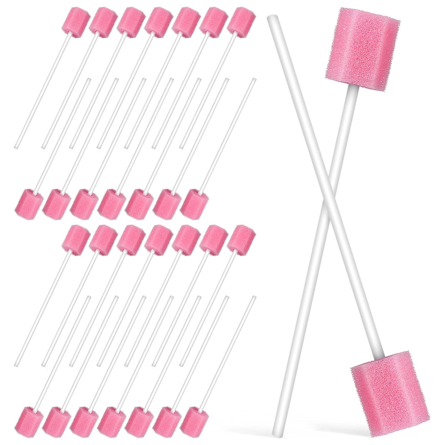 Operitacx 250 Count Disposable Oral Swabs Hexagon Pink Mouth Sponges for Teeth Cleaning Daily Oral Care for Adults and Kids