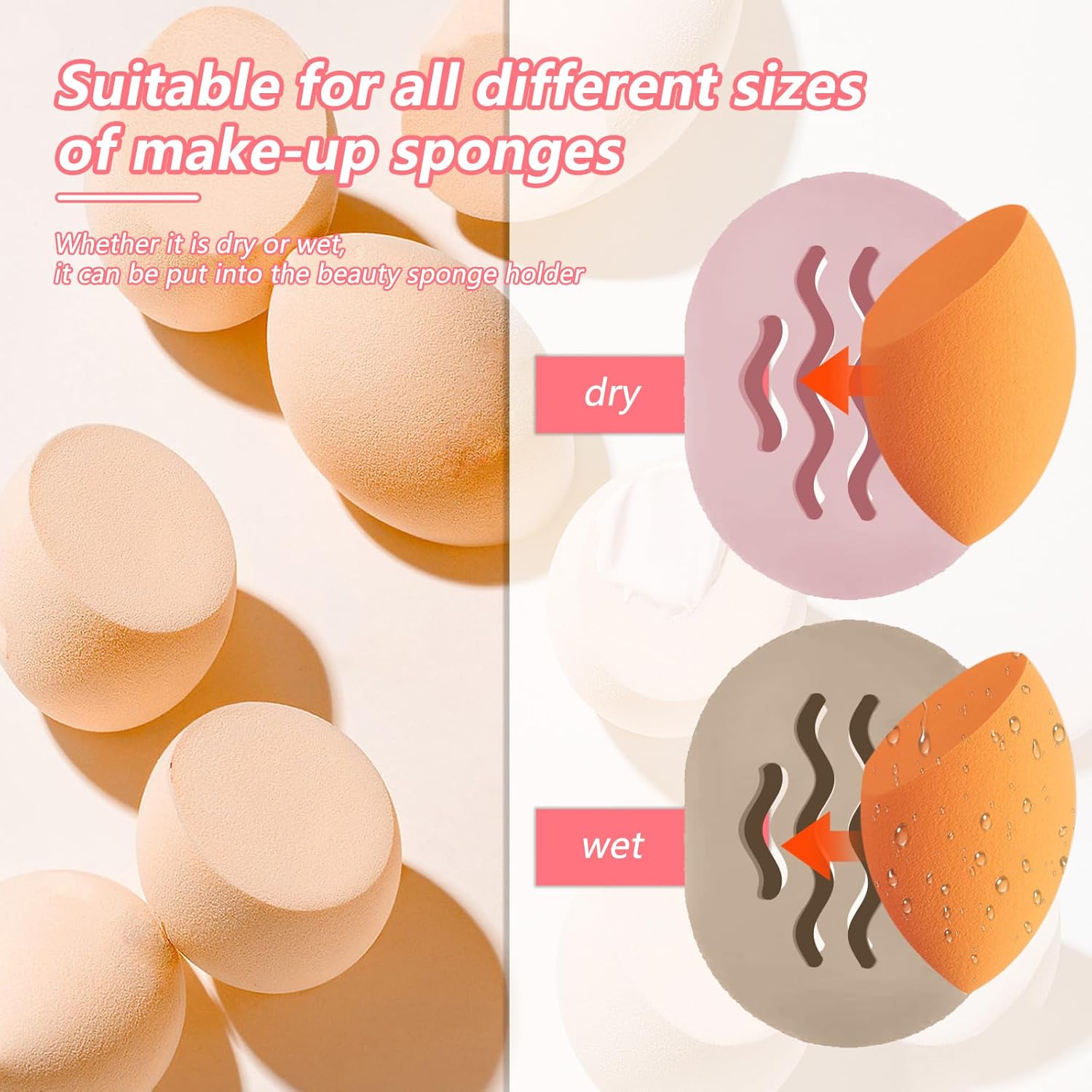 2-Pack Sponge Holder Silicone Makeup Sponge Travel Case Makeup Beauty Sponge Holder - Travel Storage Case for Beauty Blenders, Portable Organizer（Rose+Pink）