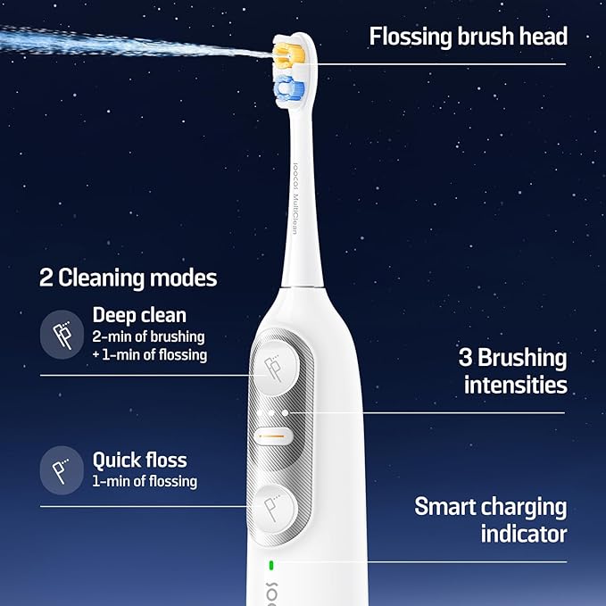 Soocas NEOS II Refresh Set - Electric Toothbrush with Water Flosser, Sonic Electric Toothbrush for Adults, Portable for Travel, Deep Clean for Implants & Braces, Healthier Gums, Pearl White