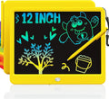 TEKFUN LCD Writing Tablet Doodle Board, 12inch Colorful Drawing Tablet Writing Pad, Kids Travel Essentials, Toddler Toys 6 7 8 Year Old Girls Boys (Yellow)