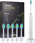 Sonic Electric Toothbrush for Adults - Deep Cleaning Teeth Whitening6 Replacement Brush Heads100-Day Battery5 Modes w/SensitiveIPX7 Waterproof (Color Options)