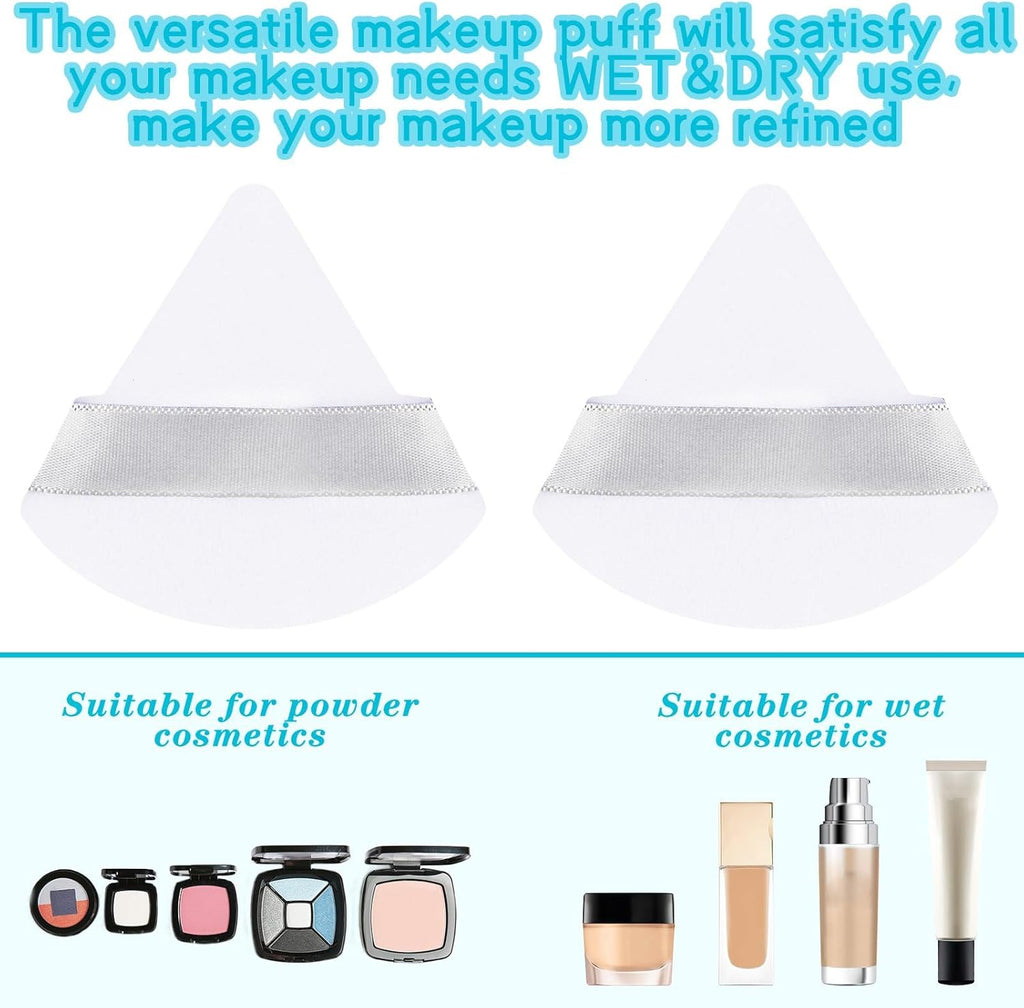 Suclain 48 Pcs Velour Triangle Powder Puff Soft Velour Makeup Puff for Face Powder Makeup Triangle Sponges for Wet and Dry Cosmetic Foundation Loose Mineral Body Tool(White)