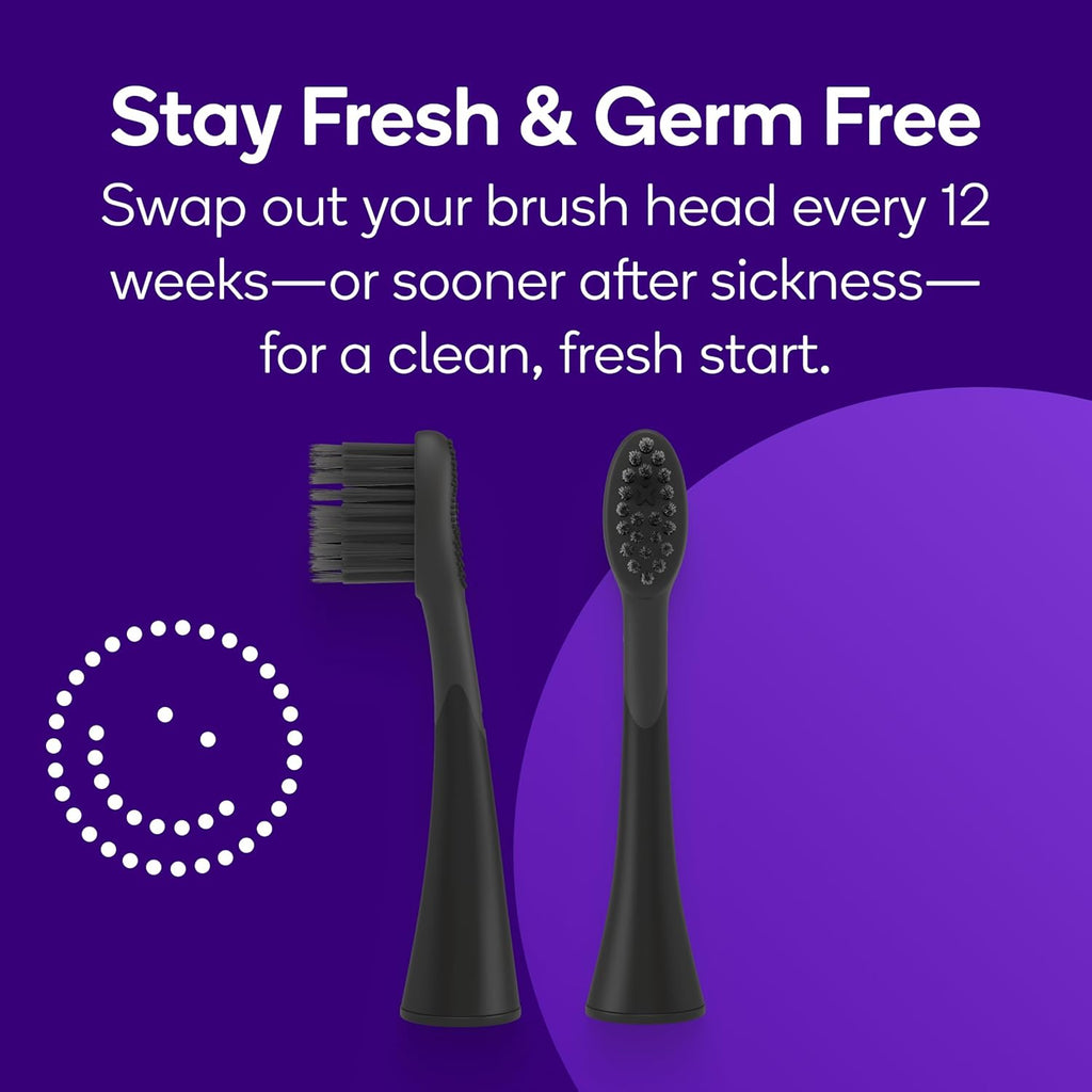 BURST Emergency Replacement Heads for Original Sonic Electric Toothbrush (Black /2 Pack) | Ultra Soft Bristles for a Fresh Start After Sickness | Deep Clean, Stain & Plaque Removal