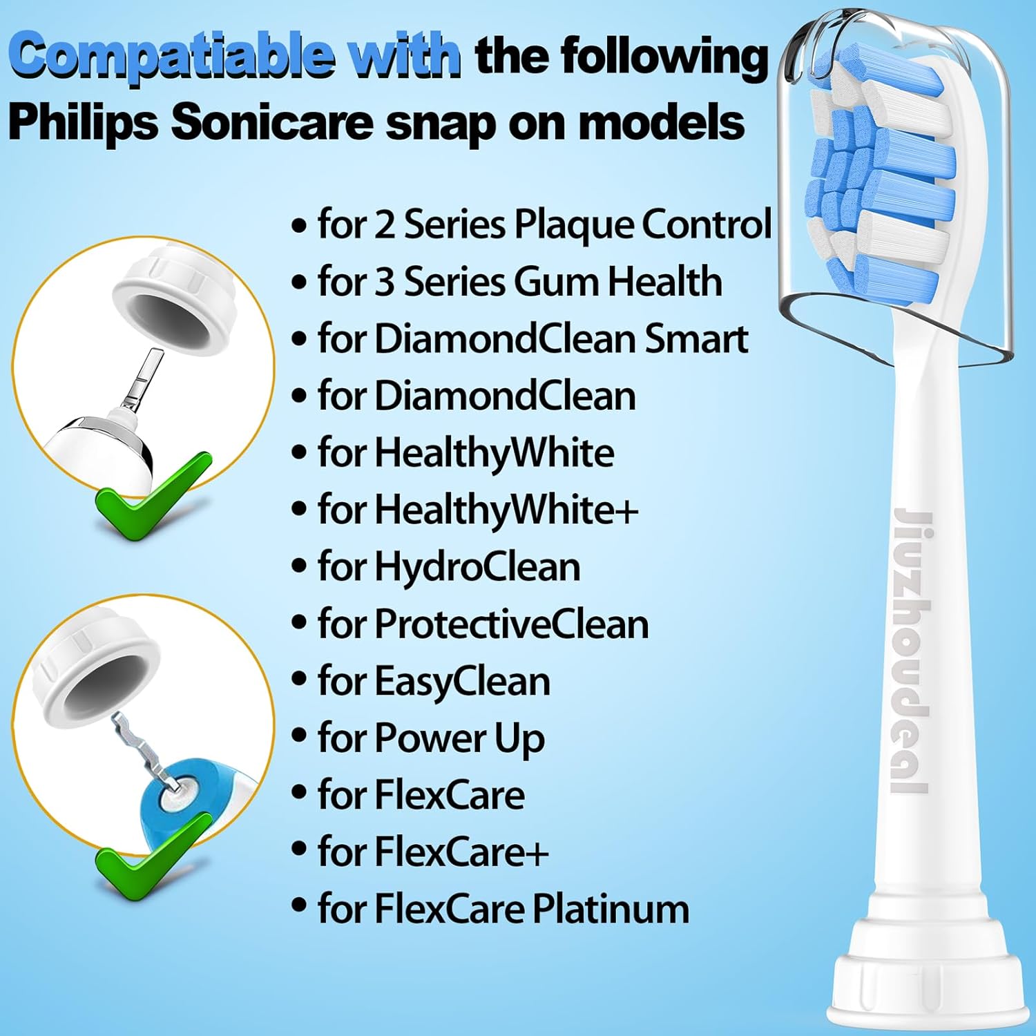 Replacement Toothbrush Heads Compatible with Philips Sonicare, Brush Heads for Sonicare C2 Plaque Control Protective Clean 4100 5100 6100 Electric Toothbrush Blue, 4-Pack