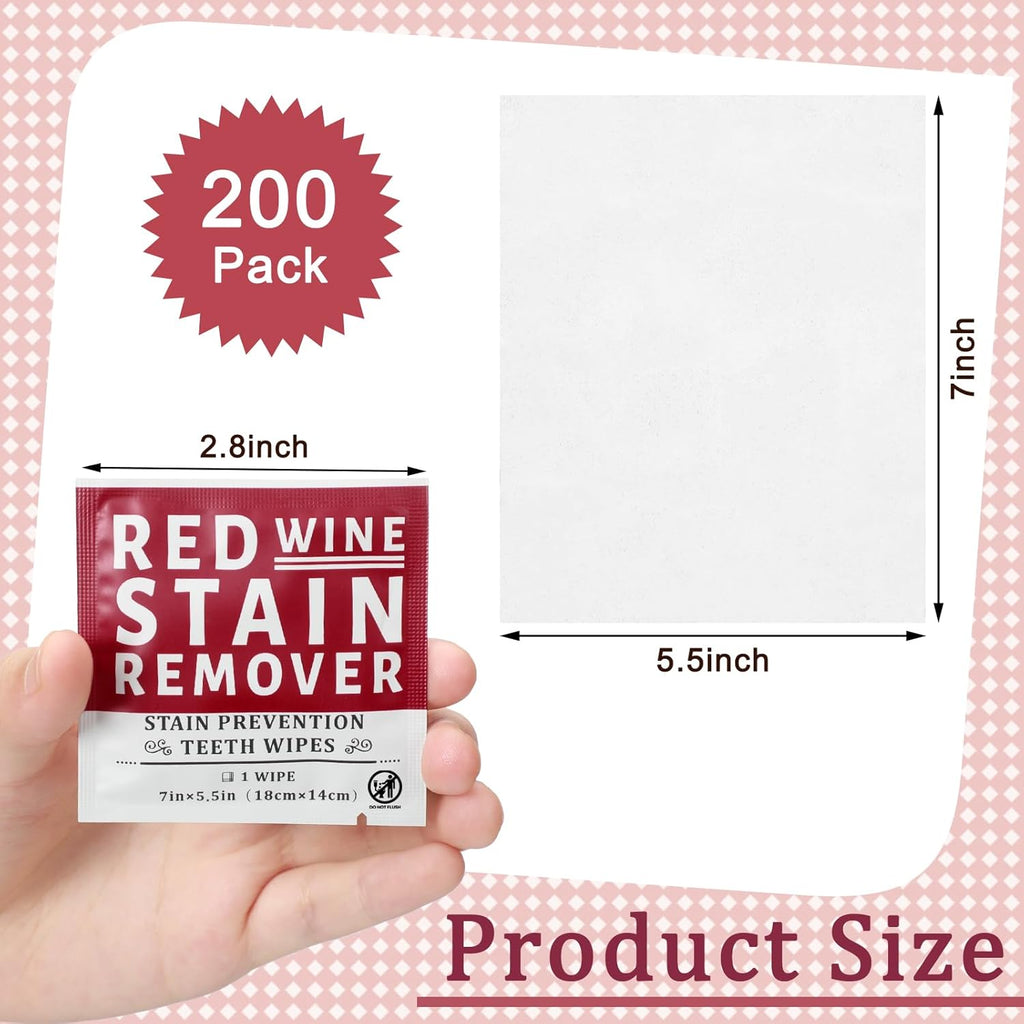 Loopeer 200 Pack Red Wine Stain Remover Wipes for Teeth and Lips Wine Prevention Teeth Wipes