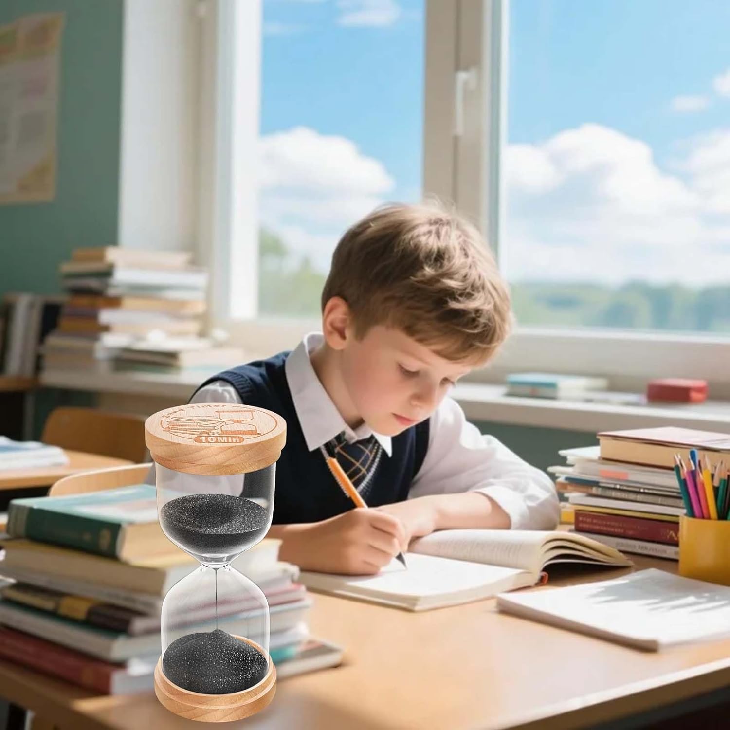 2 Minute Sand Timer, Wooden Hourglass Sand Clock, Small Wood Black 2 Min Hour Glass, Two Minutes Sandglass for Brushing Teeth, Reloj De Arena, Classroom, Game, Kitchen, Home, Office