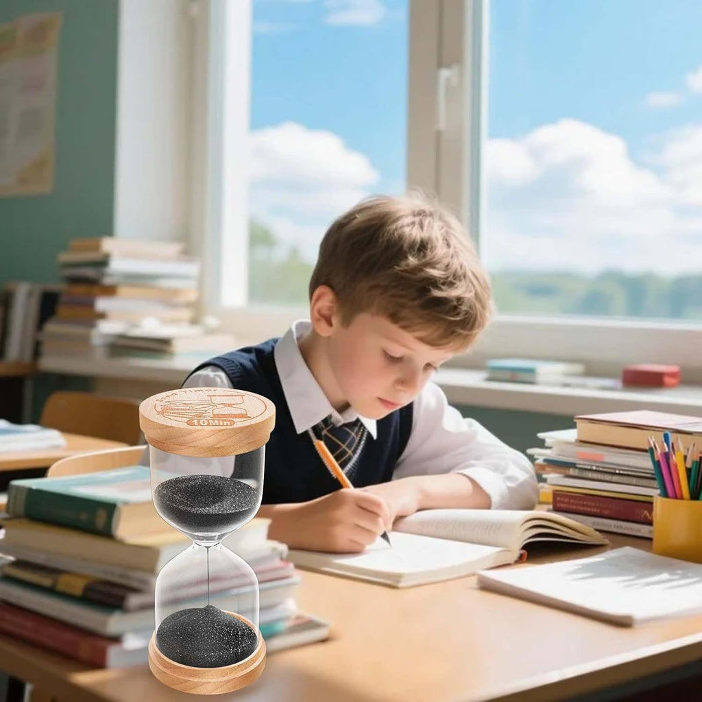 1 Minute Sand Timer, Wooden Hourglass Sand Clock, Small Beech Wood Black 1 Min Hour Glass, One Minutes Sandglass for Brushing Teeth, Reloj De Arena, Classroom, Game, Kitchen, Home, Office