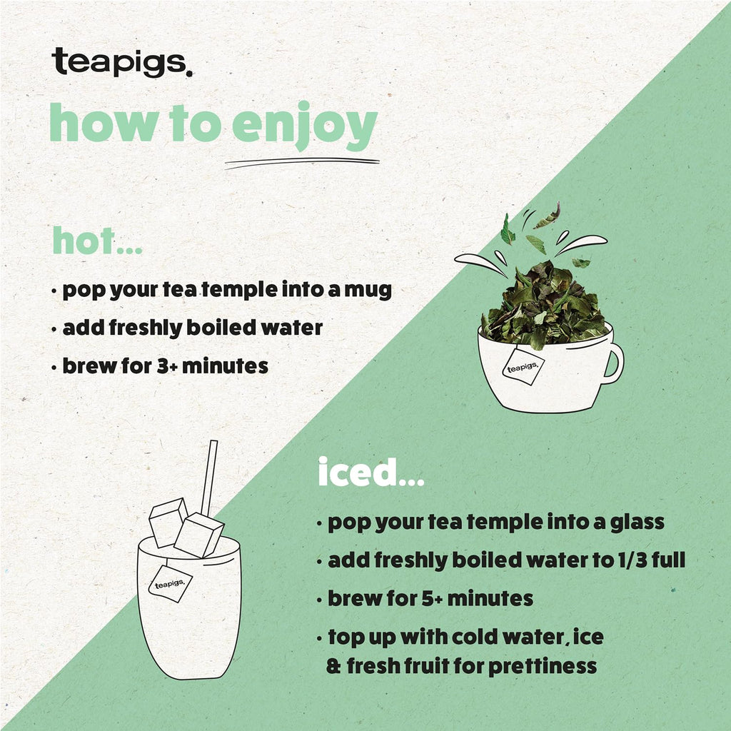 Teapigs Peppermint Leaves Tea Bags Made with Whole Leaves, Caffeine-Free, Natural Ingredients (1 Pack of 50 Teabags)