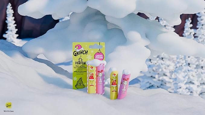 Dr. PawPaw The Grinch Set - Peach Pink and Original - Natural Lip Balm with Aloe Vera - Gluten Free Lip Moisturizer to Soften and Hydrate - 2 pc