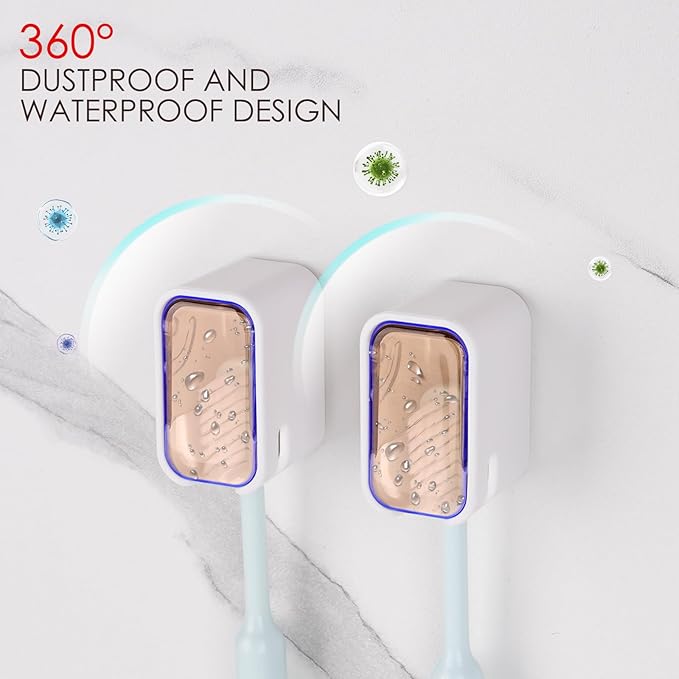 4 Pack Toothbrush Holders for Bathrooms Shower, Wall Mount Toothbrush Organizer with Cover, Self Adhesive Electric Toothbrush Storage, Quick Dry Toothbrush Hanger (Orange)