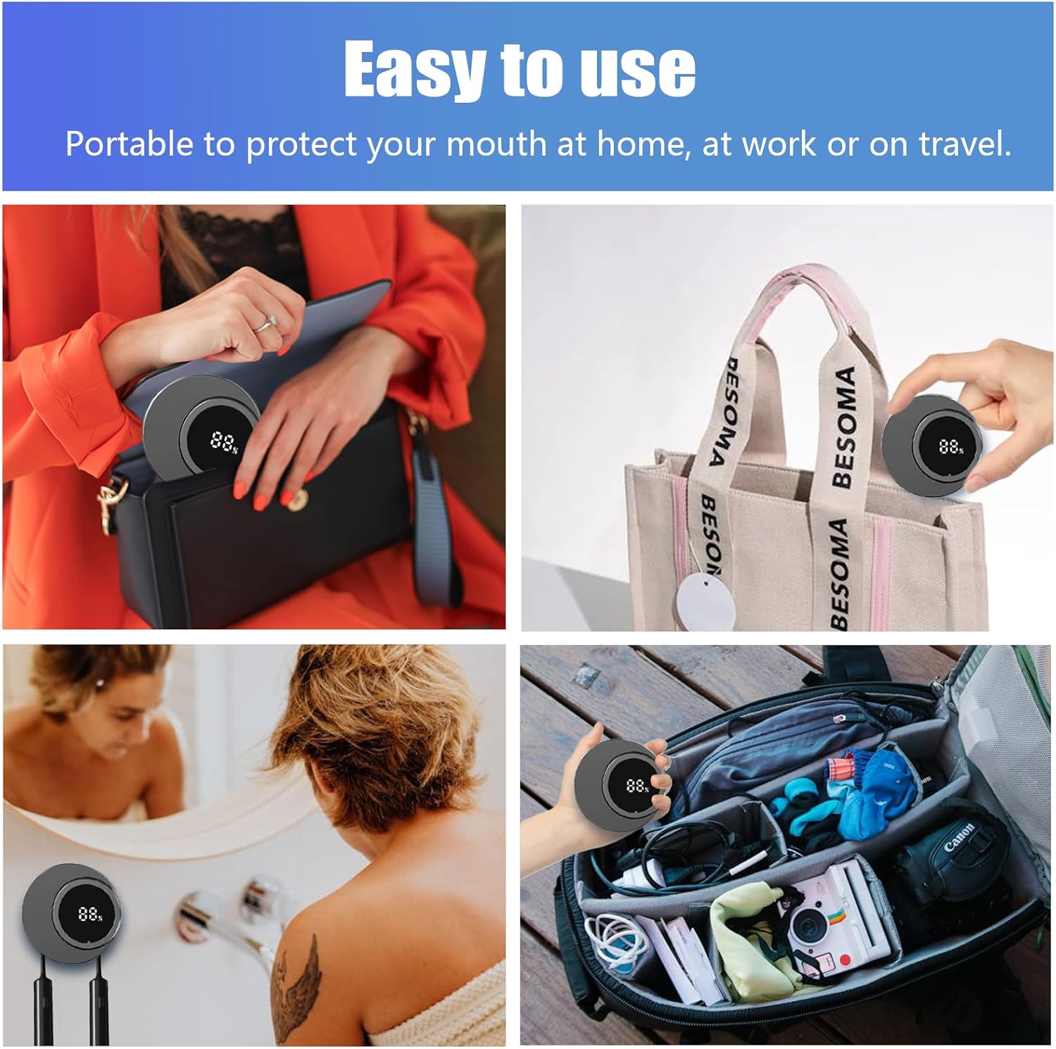 Smart Toothbrush Holder & Wall Mounted Toothbrush Holders, LED Automatic Sensing Toothbrush Cleaner for Home and Travel (Black)