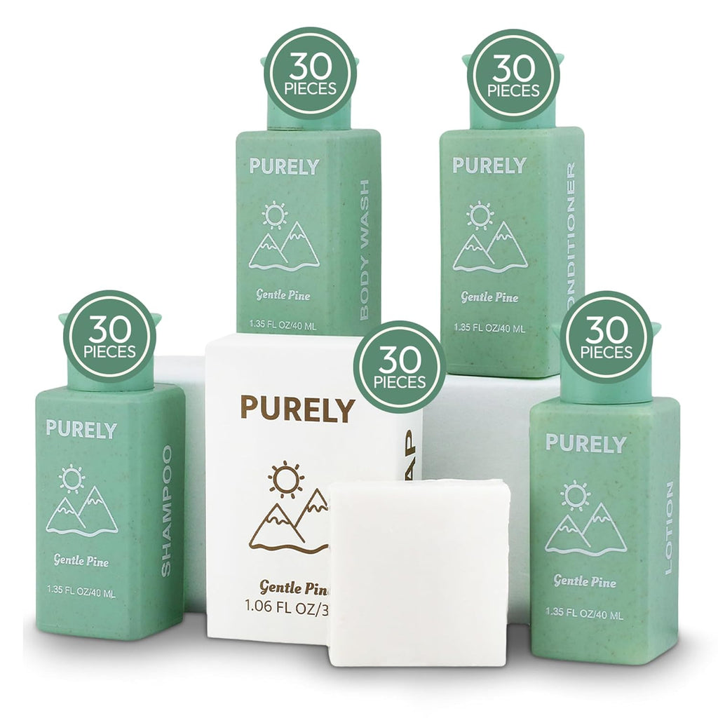 150‑Piece Bulk Travel Toiletries Set | Hotel & Airbnb Essentials | 1.3 oz Bottles (30 Shampoo, 30 Conditioner, 30 Body Wash, 30 Lotion, 30 Bar Soap) | Guest Bathroom Supplies + Homeless Outreach