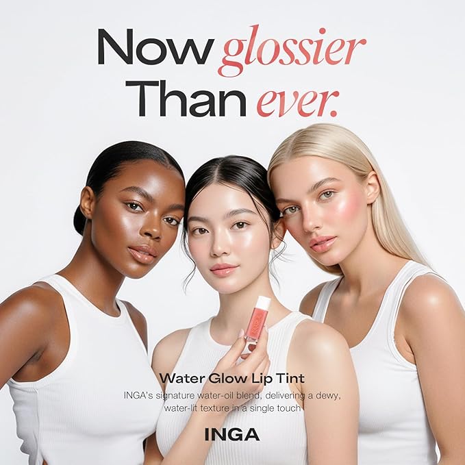 INGA Water Glow Lip Tint | Hydrating, Glossy Korean Lip Tint with Sheer Color & Glass-Like Shine | Long-Lasting, Non-Sticky Korean Lip Stain (LAKE)