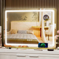 Vanity Mirror with Lights, 28" x 22" LED Makeup Mirror, Lighted Makeup Mirror with 10X Magnification,Dimmable 3 Modes, Touch Screen Control Vanity Mirror Round Gold
