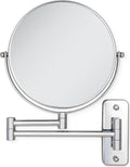 Zadro 7" Wall Mounted Wardrobe, Vanity Makeup Mirror with Magnification & Extending Arm (Large | 12.25" x 12" | 8X/1X, Chrome)