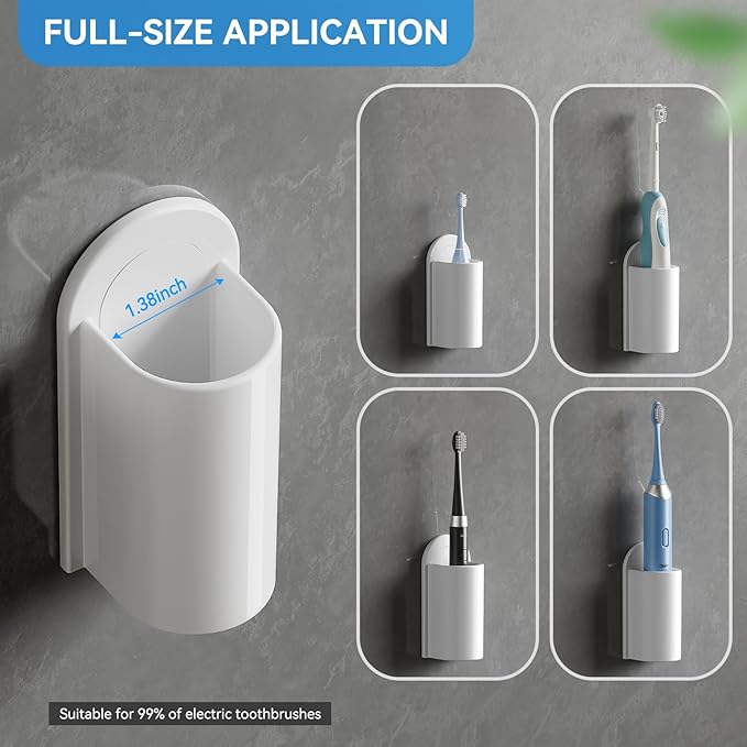 MOPMS Electric Toothbrush Holders, Wall Mounted Tooth Brushing Holder for Bathroom, Self Adhesive Electric Toothbrush Organizer Space Saver