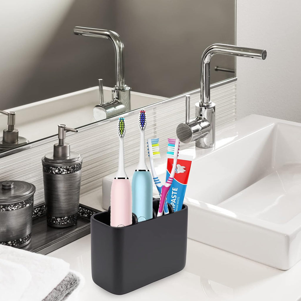 Toothbrush Holder Bathroom Toothbrush Toothpaste Organizer Tooth Brush Holder Makeup Brushes Holder Resin (Black)