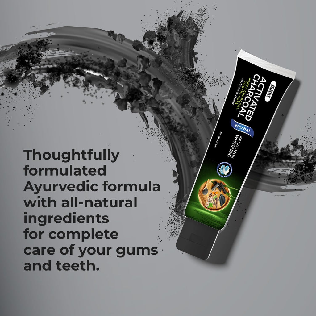 Jagat Activated Charcoal Toothpaste Pack of 3 – Teeth Whitening Tooth Paste with Charcoal Flavor, Fluoride Free Toothpaste for Adult, Natural Travel Tooth Paste, Vegan, Non Toxic, Gluten Free