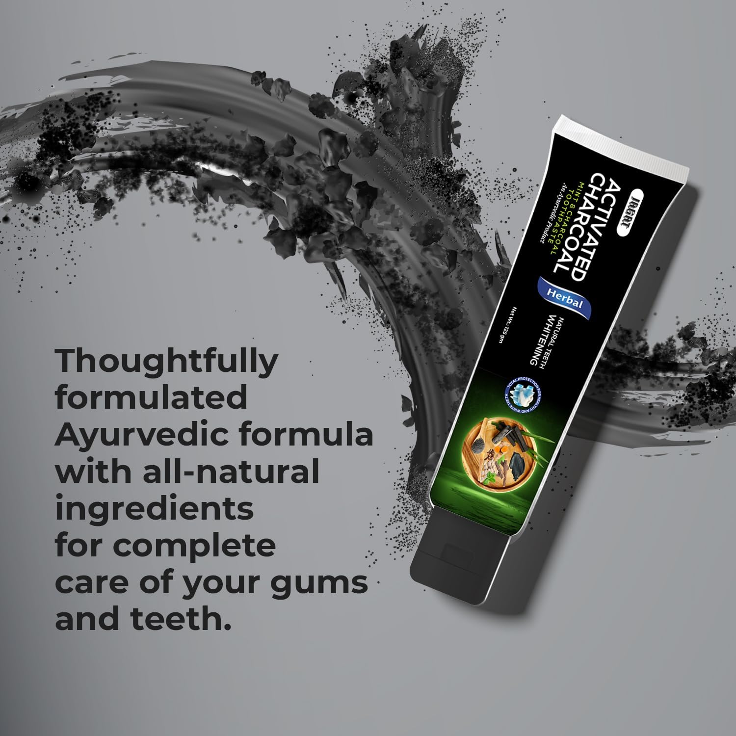 Jagat Activated Charcoal Toothpaste Pack of 3 – Teeth Whitening Tooth Paste with Charcoal Flavor, Fluoride Free Toothpaste for Adult, Natural Travel Tooth Paste, Vegan, Non Toxic, Gluten Free