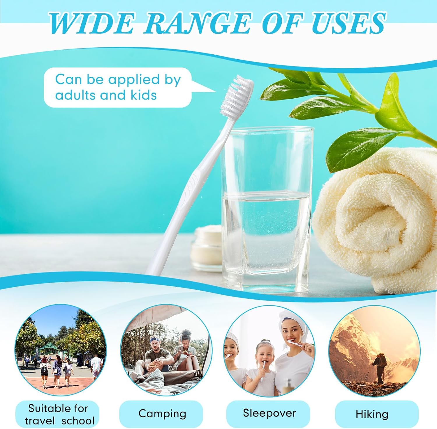 Tessco 1000 Pcs Disposable Toothbrushes Bulk Individually Wrapped Manual Soft Bristle Travel Toothbrushes Single Use Toothbrush for Homeless Hotel Toiletries Camping Office(White)