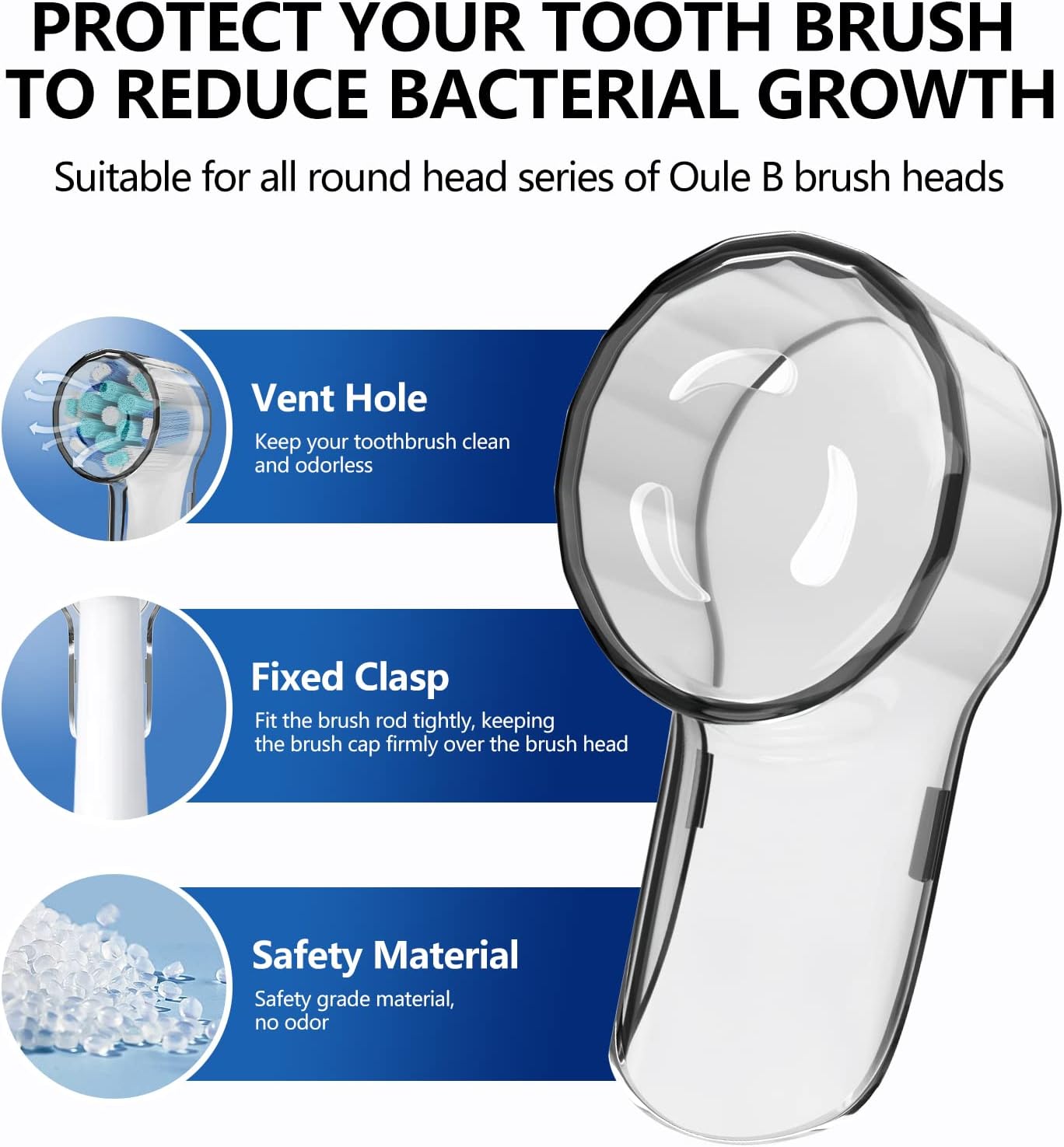 Toothbrush Head Covers for iO Toothbrush Heads,Toothbrush Caps Suitable for Electric Toothbrush Head, iO Brush Head Covers for Travel&Home (4 Pcs, Transparent)