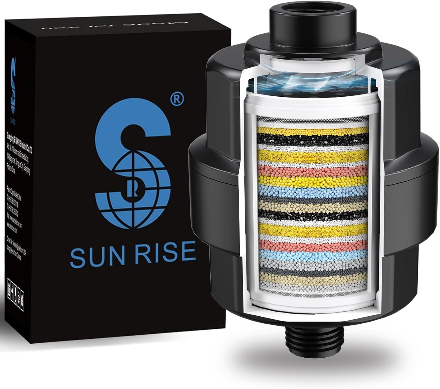 20-Stage Shower Filter-Shower Head Filter for Hard Water, with 1 Replaceable Cartridges, High Output Shower Water Filter for Removing Chlorine and fluoride,Black