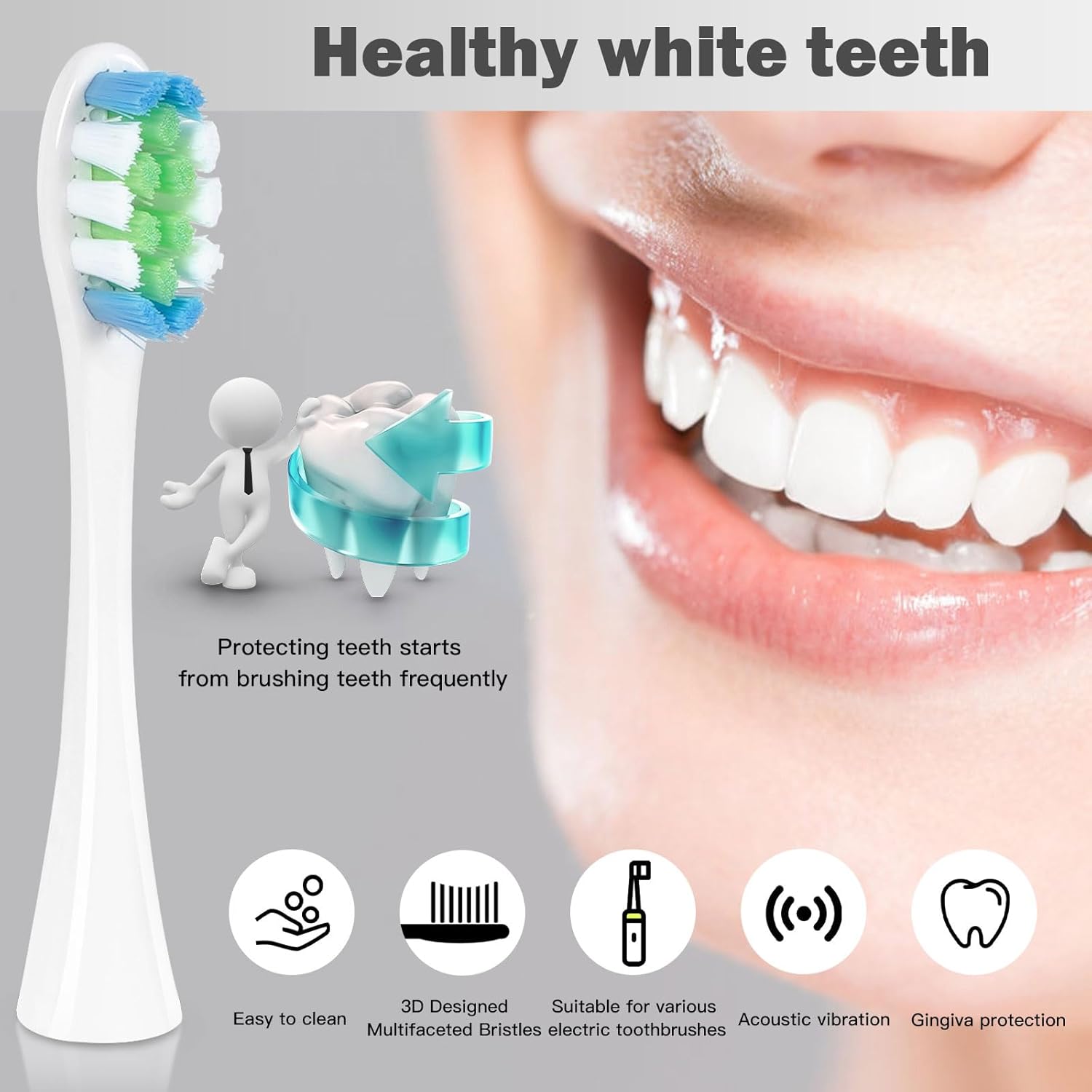 GTHUNDER Electric Rreplacement Toothbrush Heads Suitable for Oclean.with Hygienic Caps,Vacuum-Packed.Fits Adapted for All Oclean Models x pro Elite, X, X Pro,Flow,F1,Air 2-4Pcs(Black)