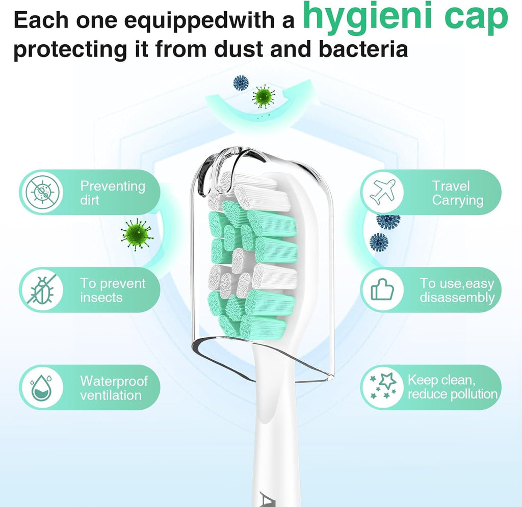 Aoremon Replacement Heads for Philips Sonicare ProtectiveClean 4100 5100 6100 and More Click-on Toothbrush, 8 Standard Replacement Toothbrush Heads