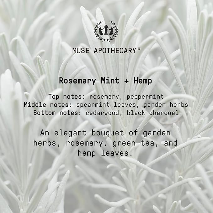 Muse Apothecary Hand Ritual - Aromatic and Nourishing Foaming Hand Soap, Infused with Natural Aromatherapy Essential Oils - USDA Certified Biobased - 11.5 oz, Rosemary Mint + Hemp