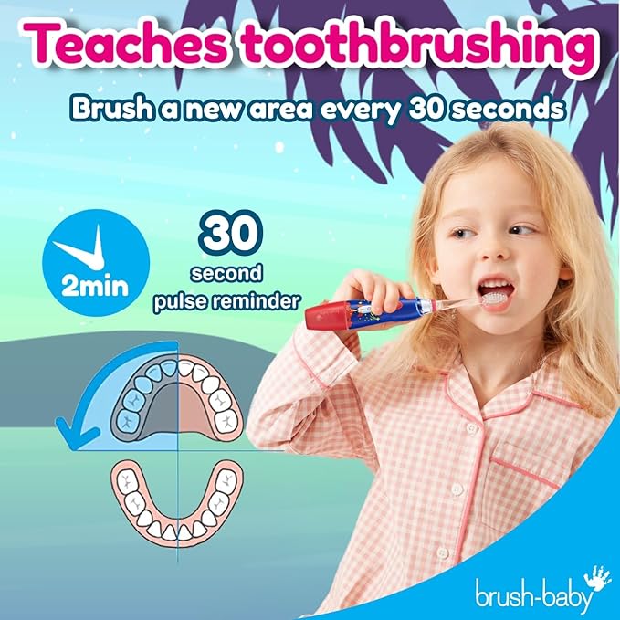 brush-baby - KidzSonic Flamingo Kids Electric Toothbrush for Ages 3+ with Disco LED Lights, Gentle Sonic Vibrations, 2-Minute Smart Timer & 30‑Second Pulse Reminders – AAA Battery Included