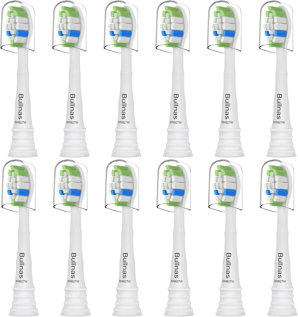 Replacement Toothbrush Heads Compatible with Philips Sonicare, W Brush Head for Phillips Sonicare C-1 C-2 4100 5100 5300 6100 Electric Toothbrushes, White, 12 Count